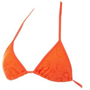 MILA ZB Orange Knit Crochet Patterned Triangle Bikini Top IT 42 XS A Cup Italy